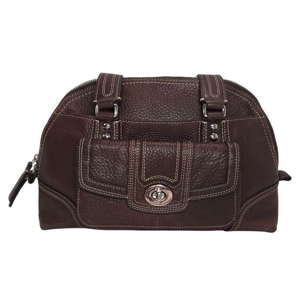 Coach 2009 Dome Top Brown Pebbled Leather Hampton Satchel Handbag 13963 - Picture 7 of 12